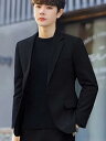 スーツ メンズ スリムフィット テーラードジャケット カジュアル ビジネス フォーマル 春秋 ポリエステル ブラック グレー ブラウン カーキ 無地