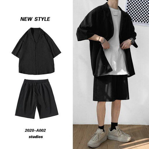 セットアップ メンズ 夏用 テーラードジャケット 7分袖 & パンツ 上下セット 接触冷感 無地 ルーズフィット カジュアル 夏スーツ セットアップ メンズ 夏用 テーラードジャケット 7分袖 & パンツ 上下セット 接触冷感 無地 ルーズフィット カジュアル 夏スーツ