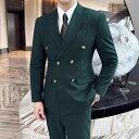 スーツ メンズ ビジネス フォーマル 英国風 スリム 無地 パーティー 結婚式 二次会 卒業式 入学式 発表会 演奏会 舞台 衣装 普段使い ポリエステル ブラック グレー グリーン ブラウン