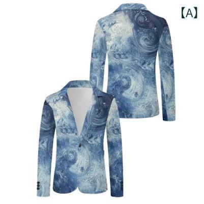 ジャケット メンズ 男性用 テーラードジャケット コットン混紡 デジタルプリント柄 ルーズ カジュアル ..