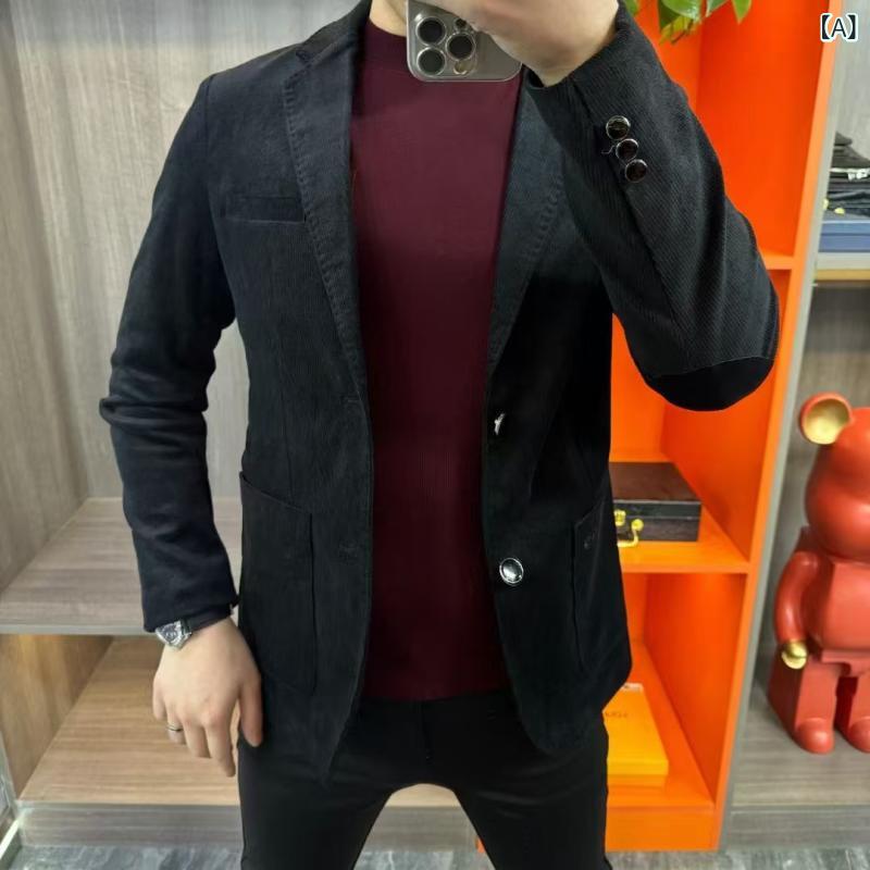 メンズ スーツ 秋冬 コーデュロイ テーラード ジャケット カジュアル おしゃれ 無地 ブレザー トップス 長袖 ブラック 黒 ブラウン 茶色 L XL 2XL 3XL 4XL 5XL