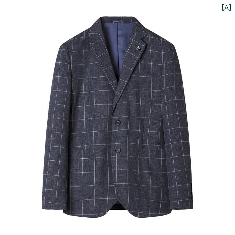 メンズ カジュアルスーツ 春秋 格子柄 ポリエステル テーラードジャケット ブレザー