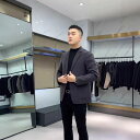 ジャケット メンズ 男性用 ウール コート ブレザー 秋冬 テーラード スリム 無地 ビジネス カジュアル ブラック グレー(x2)