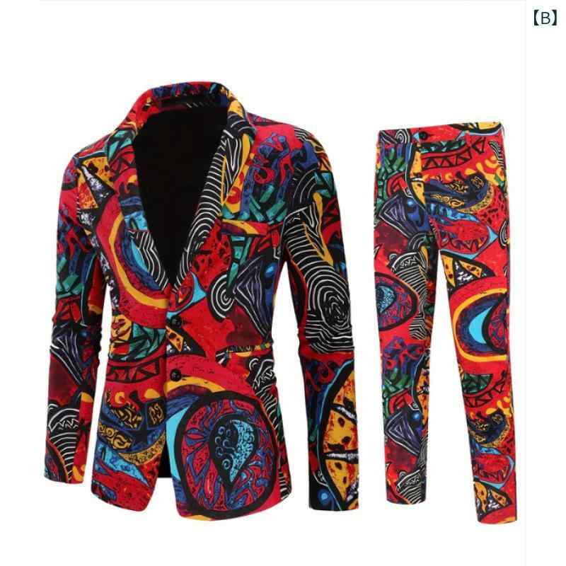 ジャケット 男性用 プリント カジュアル スーツ ブリティッシュスタイル スリムフィット テーラード ポリエステル混紡 秋物