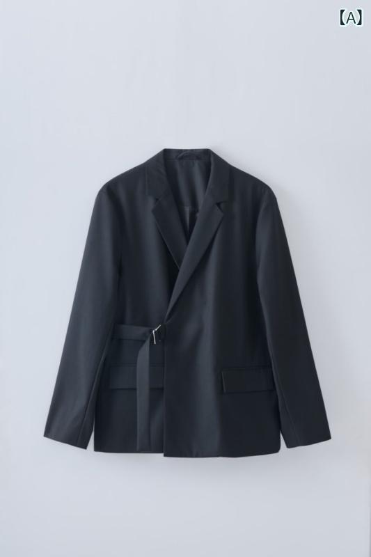 スーツ 男性用 テーラードジャケット 春秋 ポリエステル混紡 無地 韓国 ビジネス ライトアウター ブラック カーキ(x3)