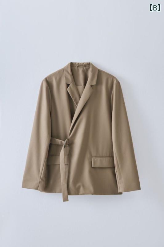 スーツ 男性用 テーラードジャケット 春秋 ポリエステル混紡 無地 韓国 ビジネス ライトアウター ブラック カーキ(x3)