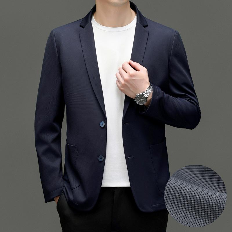 ジャケット メンズ テーラードジャケット 春秋 ビジネス カジュアル 男性用 アウター トップス 洗える 防風 無地 ポリエステル混紡 カーキ ブラック ブルー グレー