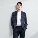 ジャケット メンズ ストライプ柄 カジュアル テーラードジャケット スリムフィット 春秋 化繊混紡 粘纤 普段使い
