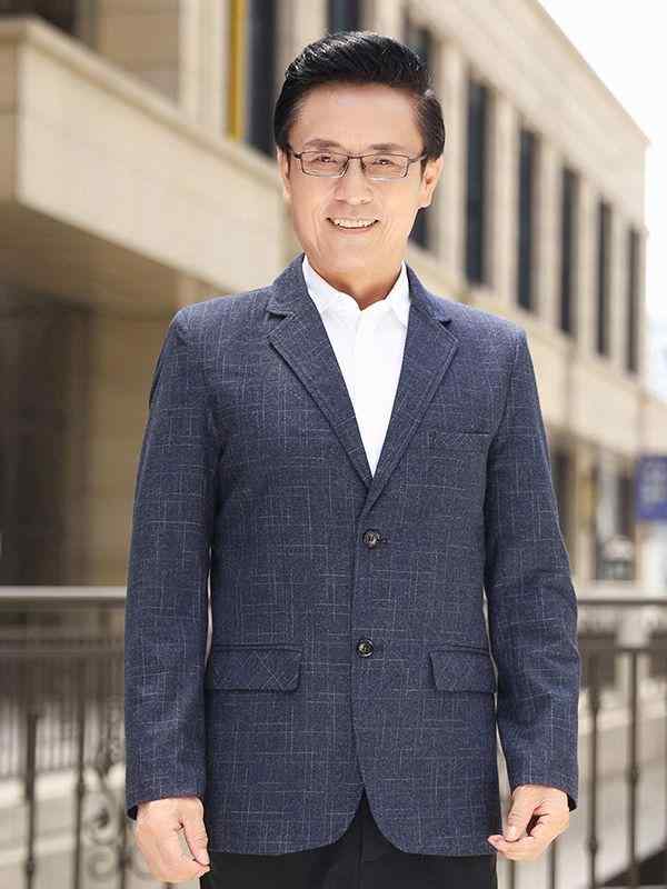 スーツ メンズ 格子柄 春物 シニア 紳士服 フォーマル ビジネス 耐摩耗性 黒グレー ブルー