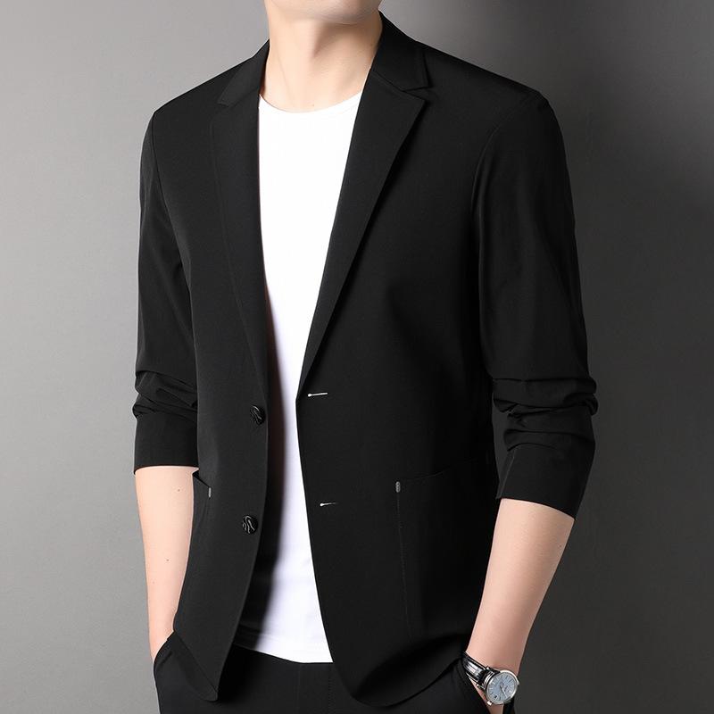 スーツ メンズ 男性用 紳士服 カジュアルスーツ ビジネスカジュアル 無地 長袖 接触冷感 伸縮性 秋物 M L XL XXL XXXL ブラック グレー カーキ