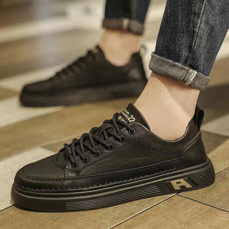 スニーカー メンズ 男性用 紳士靴 柔らかい底 ローカット ラウンドトゥ 紐 黒 ブラック 滑り止め 普段..