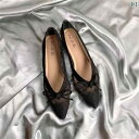 パンプス レディース ぺたんこ靴 フラット ローヒール ポインテッドトゥ ラウンドトゥ 水玉 ドット柄 PU 春夏 ブラック 黒 アイボリー 婦人靴