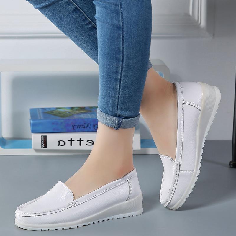 シューズ レディース ナースシューズ シューズ 坡跟 4cmヒール ローヒール 疲れにくい 白 滑り止め 柔..