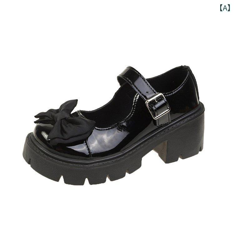 靴 レディース 防水 ローファー 厚底 ラウンドトゥ 太ヒール PUレザー 合皮 春夏 秋冬 黒 ブラック ベージュ