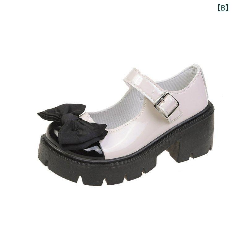 靴 レディース 防水 ローファー 厚底 ラウンドトゥ 太ヒール PUレザー 合皮 春夏 秋冬 黒 ブラック ベージュ