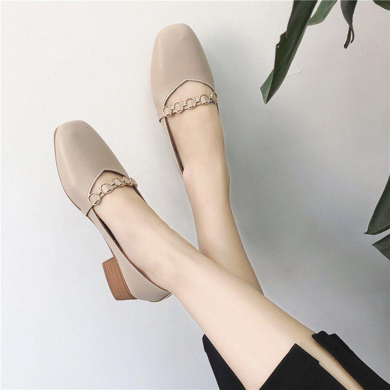 パンプス レディース 太ヒール チャンキーヒール スクエアトゥ 無地 ミドルヒール 合皮 ベージュ系 か..