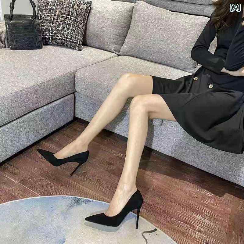 パンプス レディース 黒 ヒール 5cm 7cm ポインテッドトゥ スエード調 フォーマル オフィス カジュアル 通勤 婦人靴 ブラック 春夏