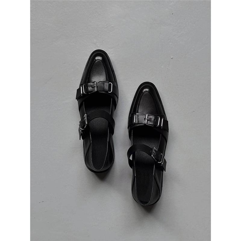 靴 レディース マリージェーンシューズ パンク ローヒール ストラップ チャンキーヒール 合皮 黒 ブラック 春夏