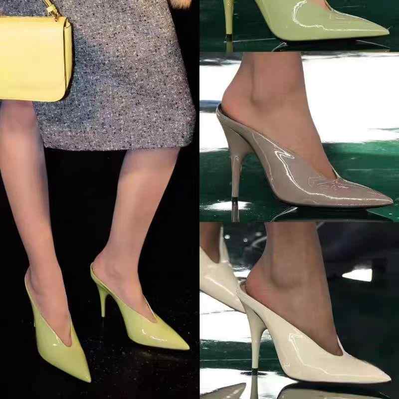 高跟パンプス レディース ポインテッドトゥ エナメル 無地 スティレットヒール 6-8cm 春夏 アイボリー ..