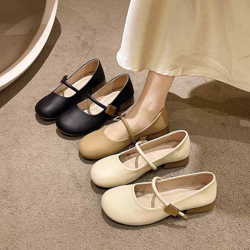 マリージェーン レディースシューズ パンプス ローヒール ラウンドトゥ ソフトボトム 妊婦 ぺたんこ靴 フラットシューズ PUレザー 合成皮革 無地 春夏秋冬 ブラック アイボリー ベージュ