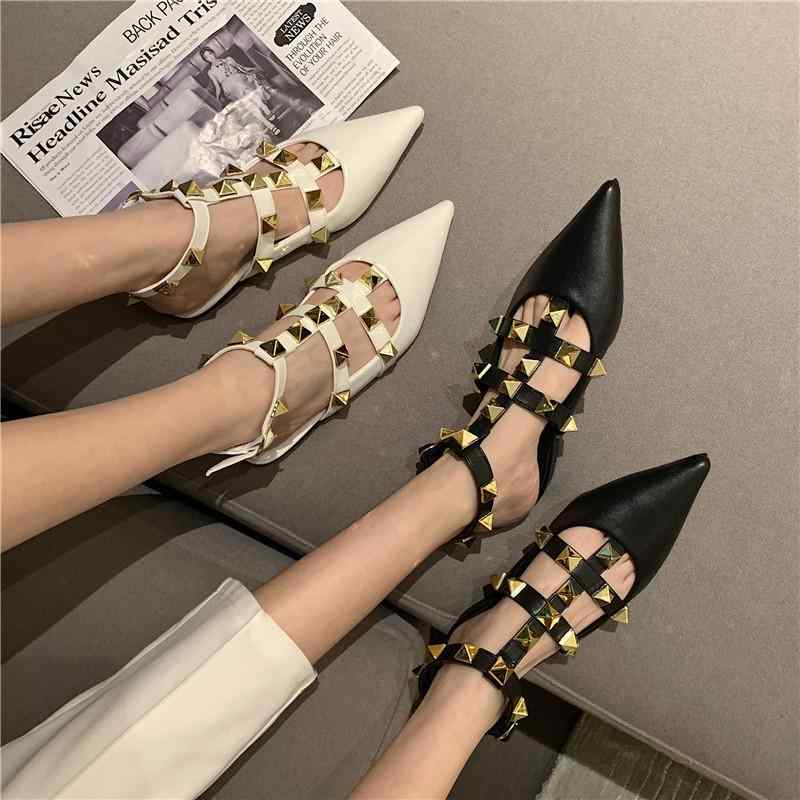 パンプス レディース ポインテッドトゥ フラット ローヒール バックストラップ サンダル ミュール スタッズ フェイクレザー 合皮 春夏 ホワイト ブラック ピンク ブラウン 歩きやすい 履きやすい かわいい おしゃれ
