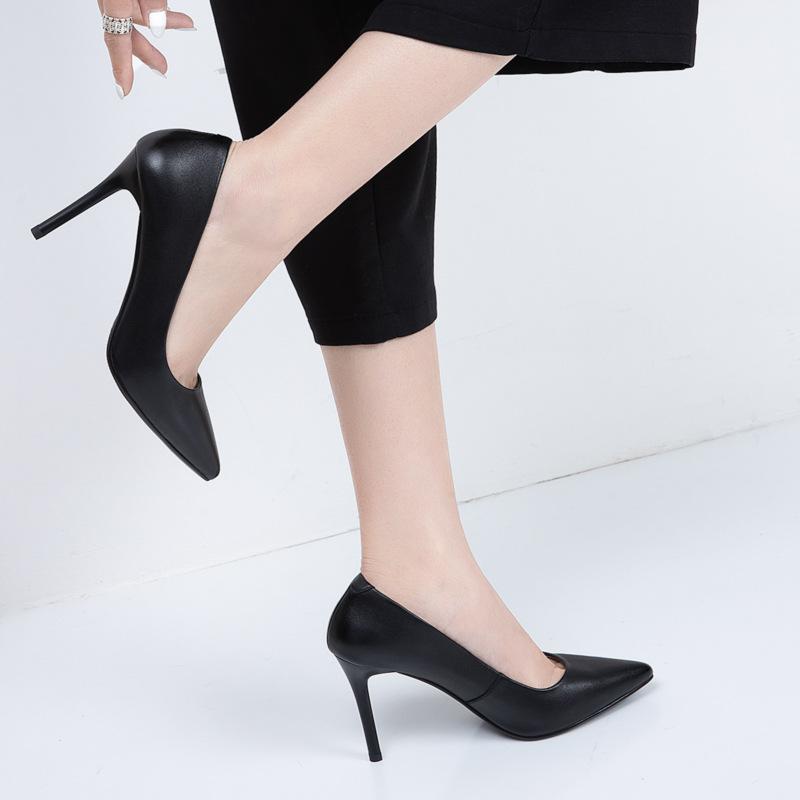 パンプス レディース 革 ハイヒール ポインテッドトゥ ピンヒール スリッポン 通勤 無地 春夏 黒 白 赤