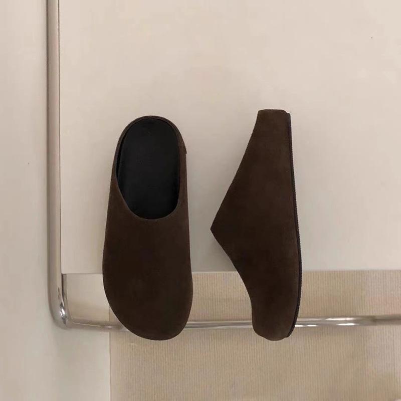 スリッポン レディース 羊革 フラットシューズ 厚底 ローファー カジュアルシューズ ぺたんこ靴 ラウンドトゥ スリッパ サンダル 春夏 秋冬 ブラウン系