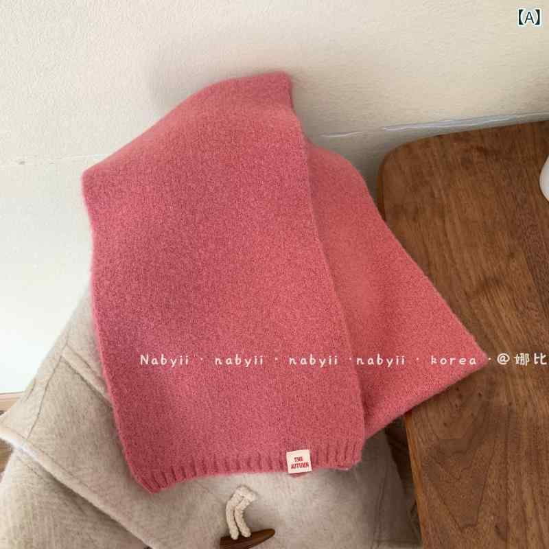 マフラー レディース 秋冬 無地 ニット 保温 寒さ対策 韓国風 ファッション小物 ショール ピンク系 ベ..