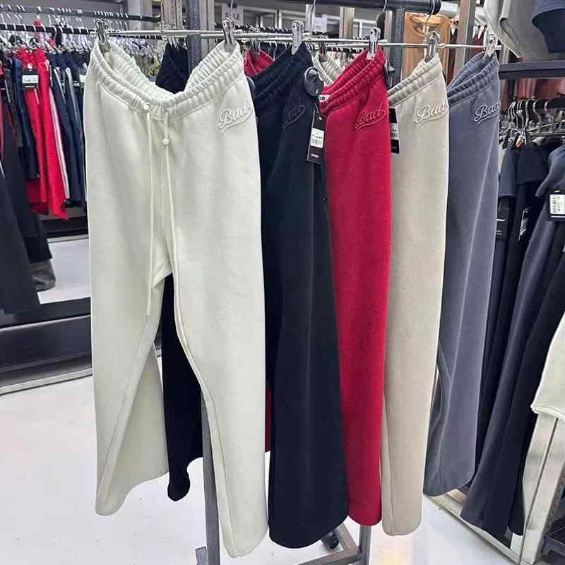 パンツ レディース ルーズ スウェットパンツ スポーツ ロングパンツ 米白 カーキ 炭黒 ブラック レッド XS S M L コットン ゆったり 刺繡