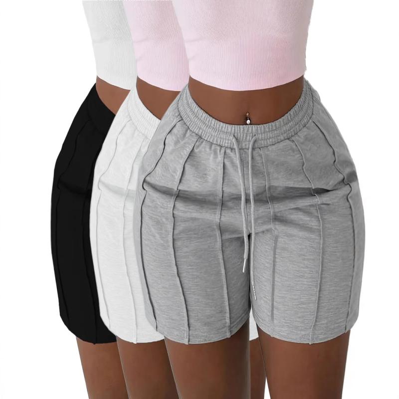 ショートパンツ レディース 婦人服 春夏 ポリエステル 無地 カジュアル 短パン 直筒 グレー ブラック ..