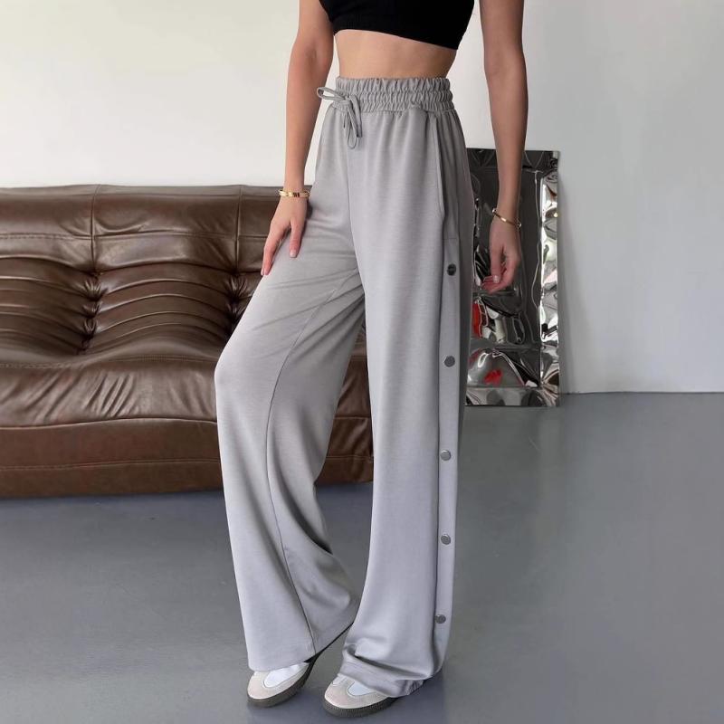 スウェットパンツ レディース 秋冬 ストレート 風 高見え 高腰 伸縮性 コットン ゆったり ルーズ グレー アプリコット カジュアル スポーティー