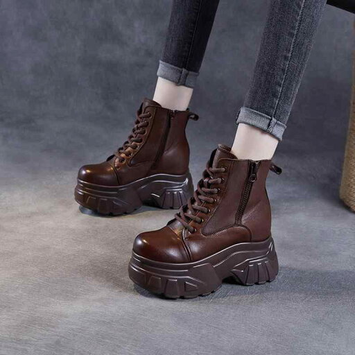 ブーツ レディース 厚底 ショートブーツ 革 秋冬 イングランド風 ブラウン 内ヒール ラウンドトゥ 6cm~8cm 防水 滑り止め 履きやすい ファスナー(x2) ブーツ レディース 厚底 ショートブーツ 革 秋冬 イングランド風 ブラウン 内ヒール ラウンドトゥ 6cm~8cm 防水 滑り止め 履きやすい ファスナー(x2)
