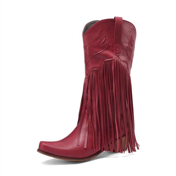 ブーツ レディース 婦人靴 ハイヒール ポインテッドトゥ Vカット ロングブーツ タッセル スエード調 太..