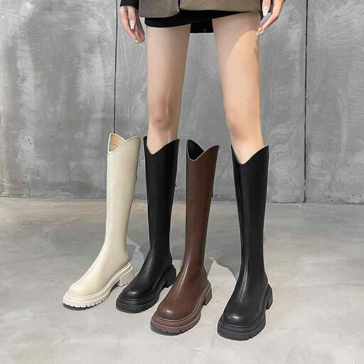 ブーツ レディース 騎士ブーツ 秋冬 ストレッチ ラウンドトゥ Vカット ファスナー ミドルヒール チャンキーヒール 繊維 無地 白 黒(x2) ブーツ レディース 騎士ブーツ 秋冬 ストレッチ ラウンドトゥ Vカット ファスナー ミドルヒール チャンキーヒール 繊維 無地 白 黒(x2)