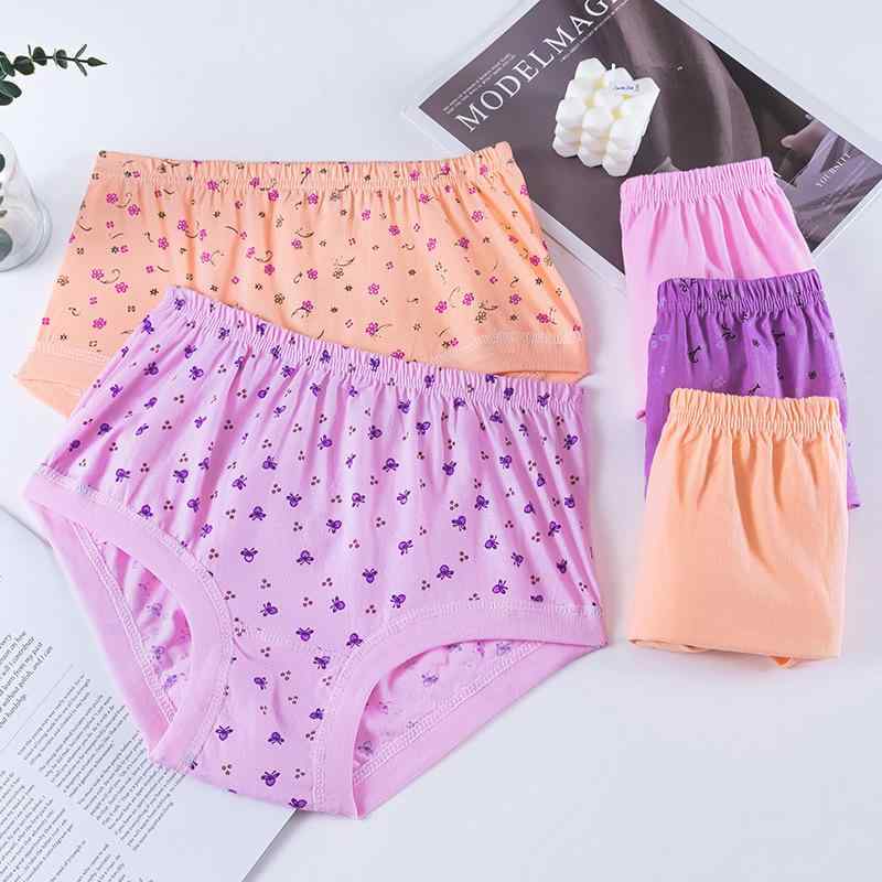 ショーツ レディース 高齢者 綿 高腰 ミセス 全棉 ニット トランクス 奶奶 婦人 シニア ゆったり パンツ 通気性 花柄 ピンク系(x3)