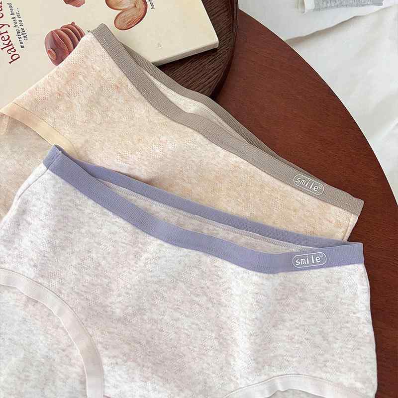 ショーツ レディース ガールズ ベビーコットン 綿 通気性 インナー 中ウエスト 無地 敏感肌用 普段使い 春夏秋冬 ピンク グレー パープル