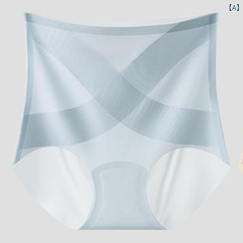 ショーツ レディース 薄型 収腹 パンツ 夏 中高腰 提 臀 接触冷感 シームレス 通気 速乾 インナー 三角 浅藍色 奶黄色 肤色 グリーン(x2)