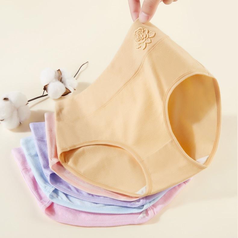 パンツ レディース 女性用 中 waist ショーツ スタンダード コットン 全面 花柄 通気 伸縮性 快適 肌色..