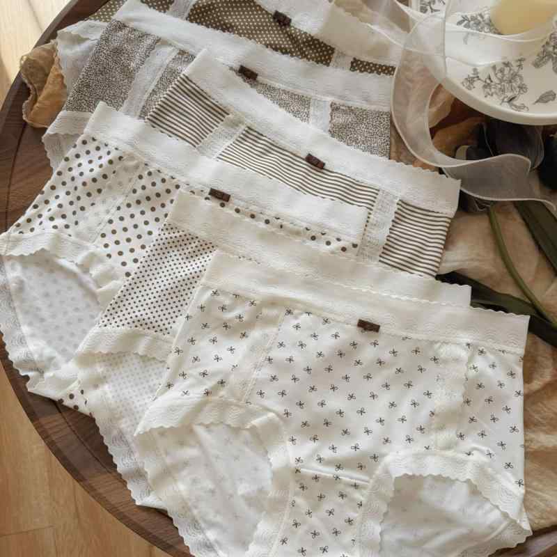 パンツ レディース 再生繊維 ストライプ ドット ヒョウ柄 切り替え 中腰 ショーツ 通気性 春夏(x2)