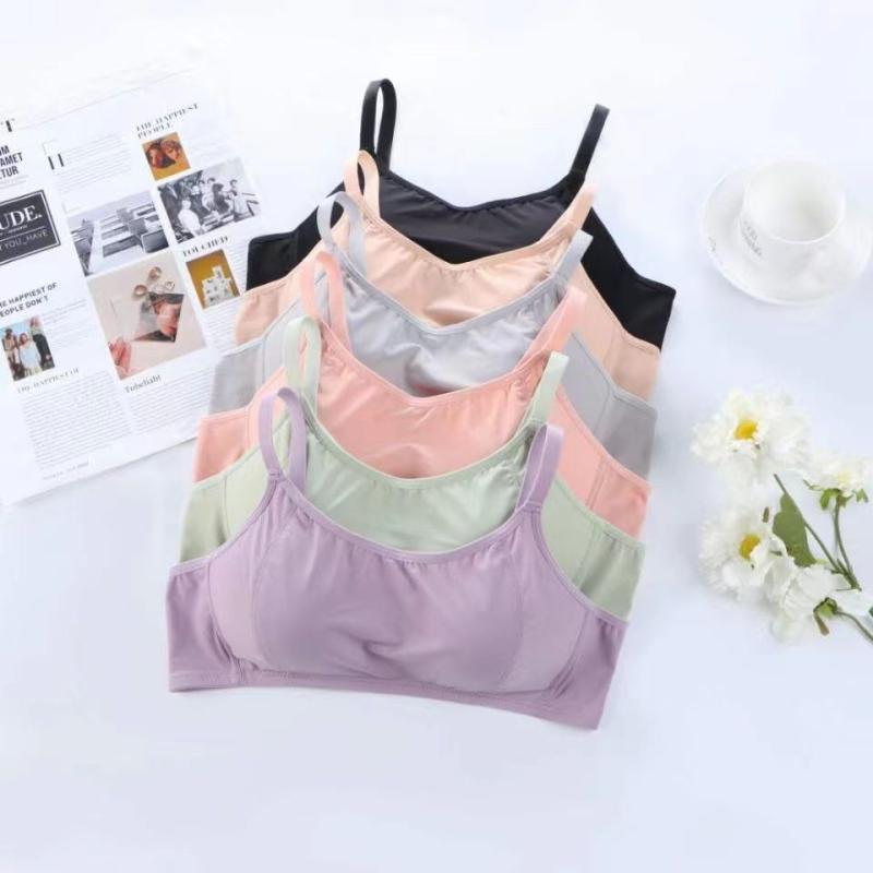 ブラジャー &amp; ショーツ レディース ガールズ ノンワイヤー ソフト スポーツブラ スポブラ 運動用 ..