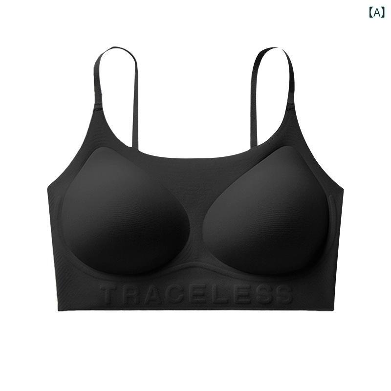 ブラジャー レディース インナー 薄型カップ 補(bǔ)正 寄せ上げ 美背 無縫制 ノンワイヤー 肌色 ブラック 快適 聚攏 隱形 錦綸(x2)