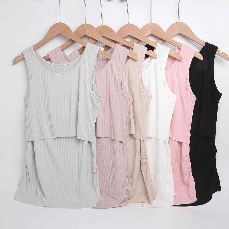 タンクトップ マタニティ 授乳服 レディース トップス カットソー 綿 コットン 薄手 ノースリーブ イン..