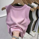 タンクトップ レディース モダールコットン 春夏 ショート丈 インナー トップス 無地 スリムフィット ノースリーブ ピンク系 黒 白