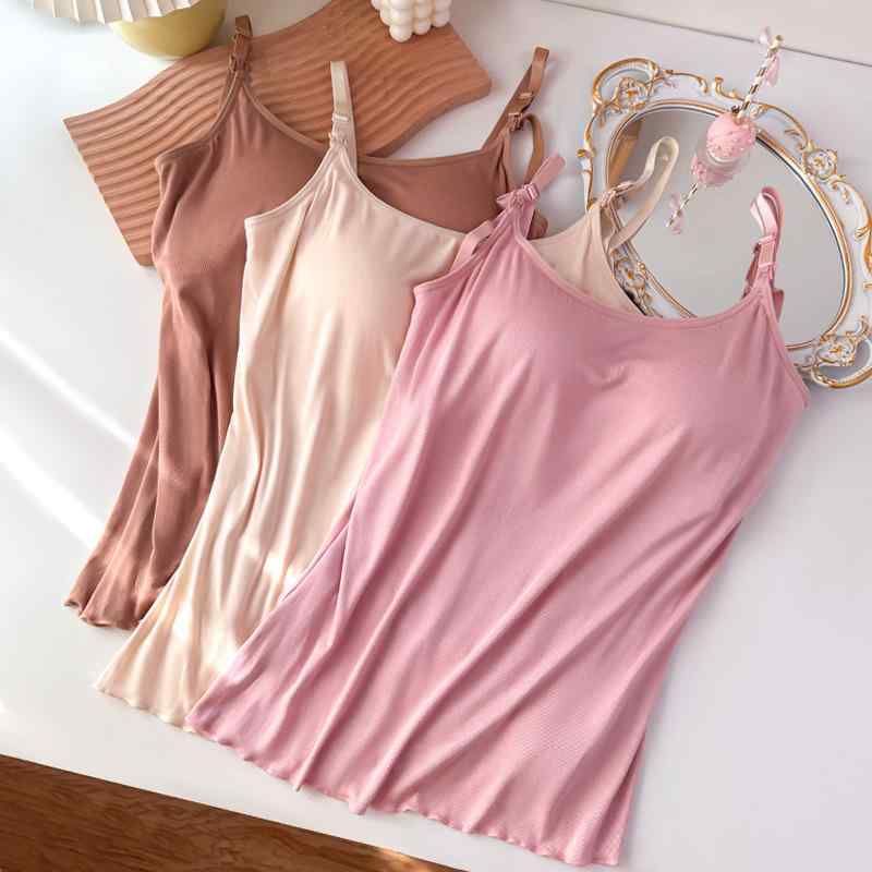 タンクトップ マタニティ レディース 授乳 キャミソール ブラトップ 無縫製 肌色 XL XXL 春夏 秋冬