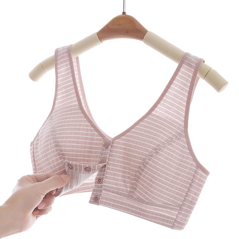 ブラジャー レディース ミセス ノンワイヤー 前開き コットン 春夏 薄手 通気性 快適 肌色 ベージュ グ..