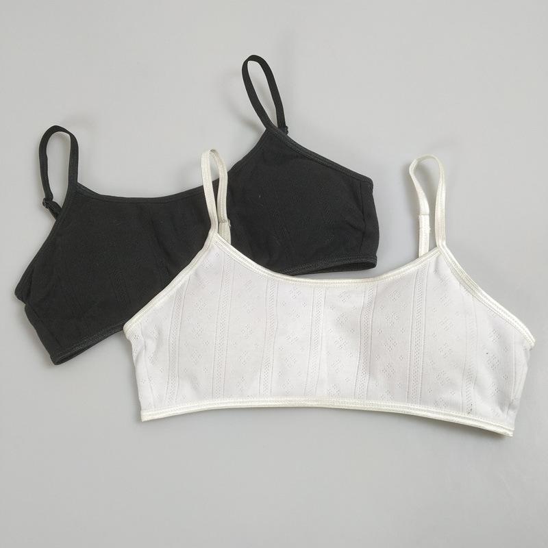 ブラジャー レディース ガールズ コットン メッシュ 通気性 無地 ノンワイヤー 中学生 高校生 スポブラ スポーツブラ 白 黒(x6)