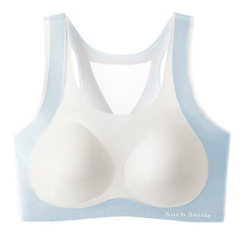 ブラジャー ガールズ スポーツブラ ジュニア ティーン ノンワイヤー 薄型 カップ付き ハーフトップ ス..