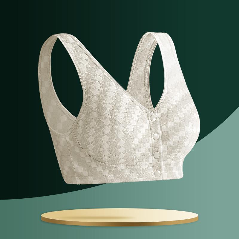 ブラジャー レディース 大きいサイズ ノンワイヤー 綿 背心式ハーフトップ ママ 前開き 全罩杯 通気性 ..