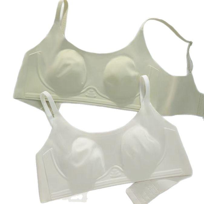 ブラジャー レディース 薄手 全罩杯 補正 ソフトワイヤー 大胸小さく見せる 無縫製 ベージュ系 ブラッ..