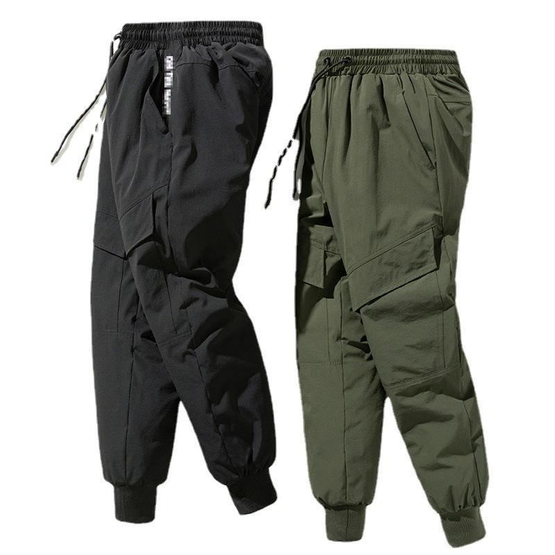 パンツ レディース ダウンパンツ 防寒 暖パン アウトドア カーゴパンツ ミリタリー 秋冬 ブラック 黒(x2)